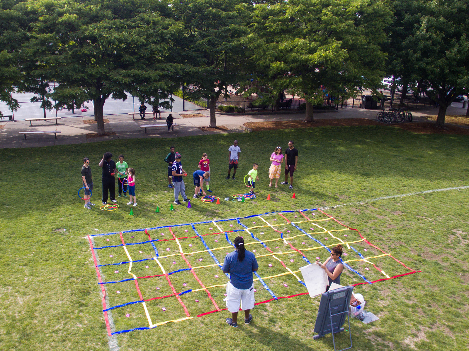 Families playing outdoor games